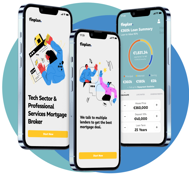 Finplan mobile app screenshot showing mortgage calculator interface